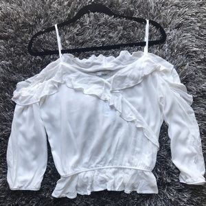 Papaya Cold Shoulder Ruffled Blouse